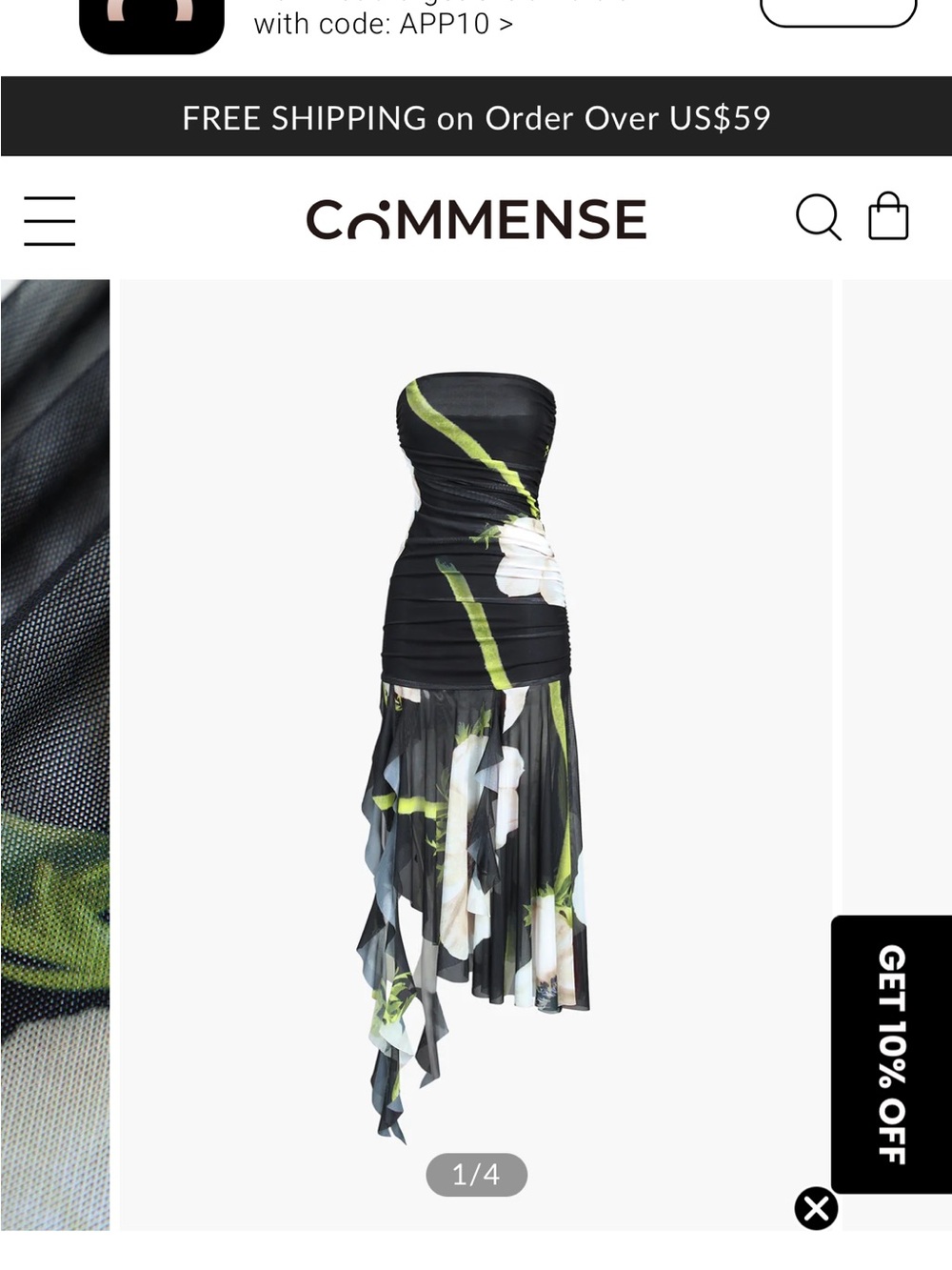 Commense Gardenia Floral Mesh Midi Dress